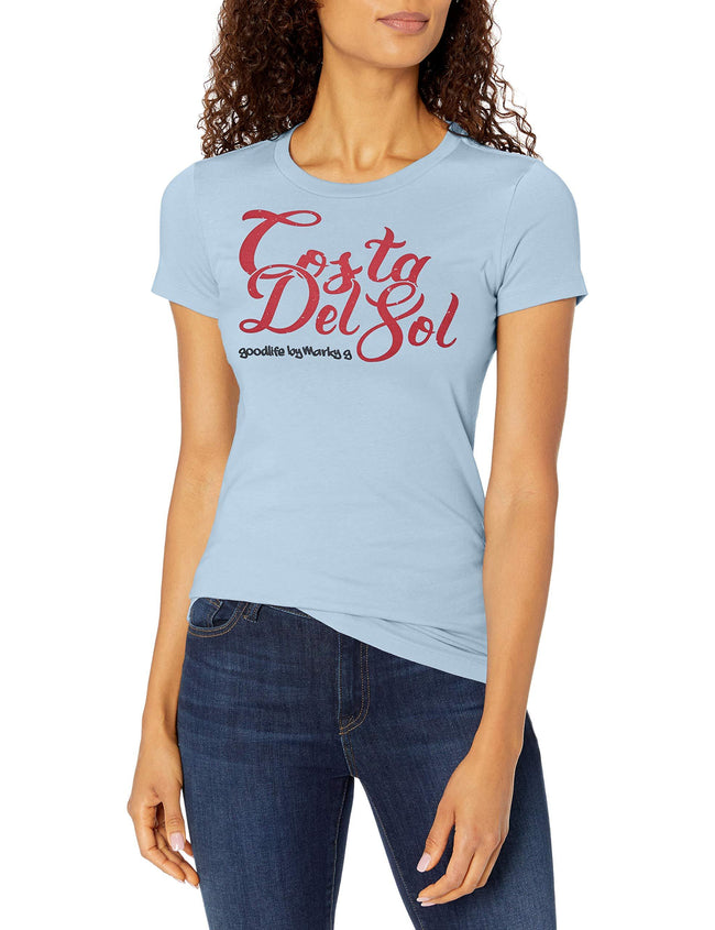 Marky G Apparel Women's Casual Short Sleeve Crewneck Tops Slim Fit T-Shirt With Costa Del Sol Printed - Clementine Apparel