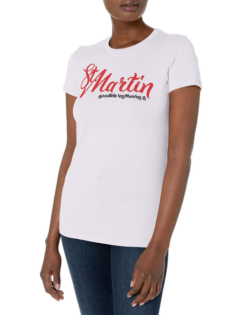 Marky G Apparel Women's Casual Short Sleeve Tops Blouses Slim Fit T-Shirt With St. Martin Printed - Clementine Apparel