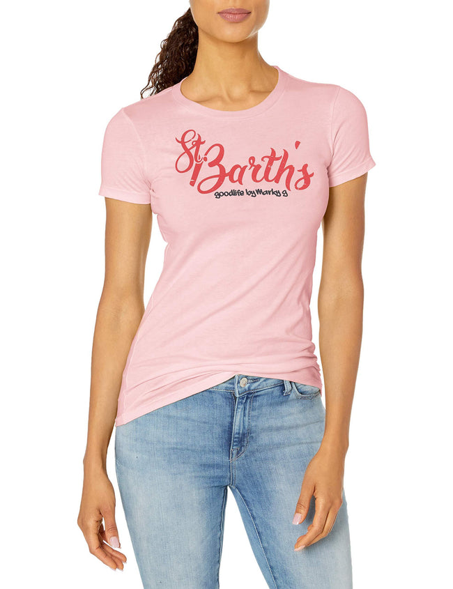 Marky G Apparel Women's Casual Short Sleeve Crewneck Tops Slim Fit T-Shirt With ST. Barth's Printed - Clementine Apparel