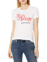 Marky G Apparel Women's Casual Short Sleeve Crewneck Tops Slim Fit T-Shirt With St. Helena Printed - Clementine Apparel