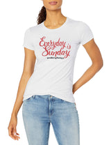 Marky G Apparel - Women's Casual Short Sleeve Crewneck Tops Slim Fit T-Shirt with Beach Time Printed - Clementine Apparel