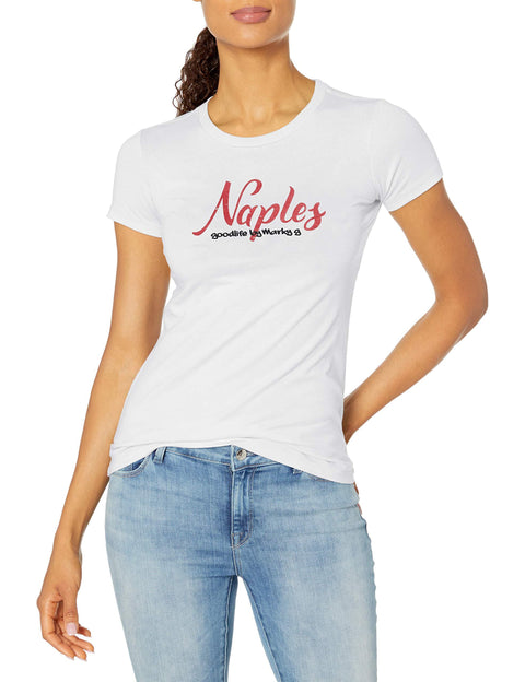 Marky G Apparel Women's Casual Short Sleeve Crewneck Tops Blouses Slim Fit T-Shirt With Naples Printed - Clementine Apparel