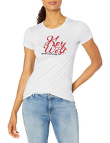 Marky G Apparel Women's Casual Short Sleeve Crewneck Tops Blouses Slim Fit T-Shirt With Key West Printed - Clementine Apparel