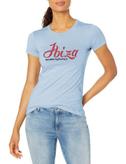 Marky G Apparel Women's Casual Short Sleeve Crewneck Tops Blouses Slim Fit T-Shirt With Ibiza Printed - Clementine Apparel