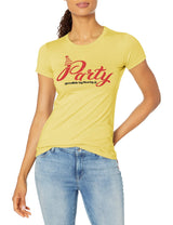 Marky G Apparel Women's Casual Short Sleeve Crewneck Tops Blouses Slim Fit T-Shirt With Party Printed - Clementine Apparel