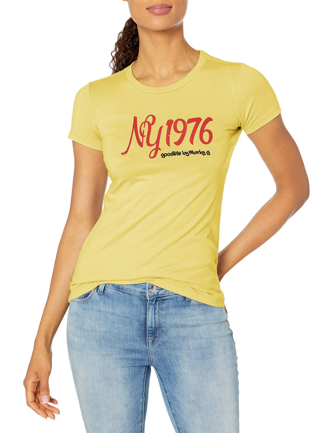 Marky G Apparel Women's Casual Short Sleeve Crewneck Tops Blouses Slim Fit T-Shirt With NY1976 Printed - Clementine Apparel