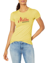 Marky G Apparel Women's Casual Short Sleeve Crewneck Tops Blouses Slim Fit T-Shirt With Malibu Printed - Clementine Apparel