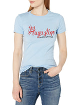 Marky G Apparel Women's Casual Short Sleeve Crewneck Tops Slim Fit T-Shirt With St. Augustine Printed - Clementine Apparel