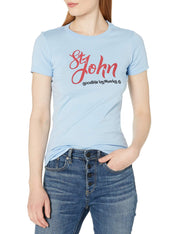 Marky G Apparel Women's Casual Short Sleeve Crewneck Tops Slim Fit T-Shirt With St. John's Printed - Clementine Apparel