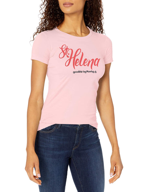 Marky G Apparel Women's Casual Short Sleeve Crewneck Tops Slim Fit T-Shirt With St. Helena Printed - Clementine Apparel
