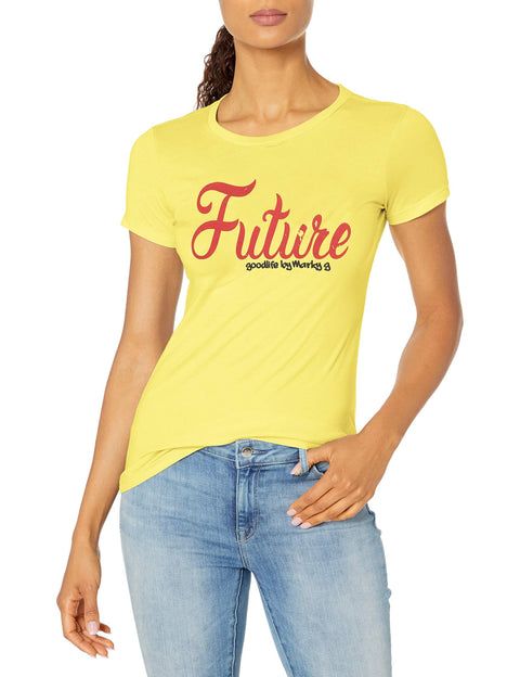 Marky G Apparel Women's Casual Short Sleeve Crewneck Tops Blouses Slim Fit T-Shirt With Future Printed - Clementine Apparel