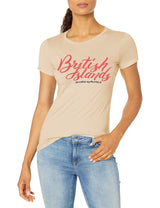Marky G Apparel Women's Short Sleeve Crewneck Tops Slim Fit T-Shirt With British Virgin Islands Printed - Clementine Apparel