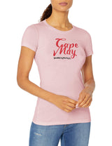 Marky G Apparel Women's Casual Short Sleeve Crewneck Tops Blouses Slim Fit T-Shirt With Cape May Printed - Clementine Apparel