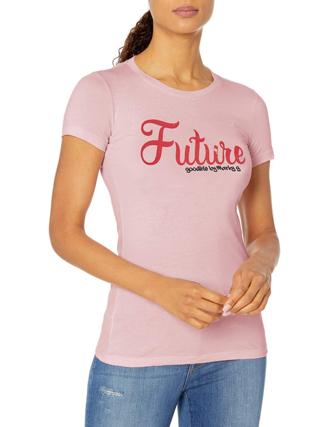 Marky G Apparel Women's Casual Short Sleeve Crewneck Tops Blouses Slim Fit T-Shirt With Future Printed - Clementine Apparel