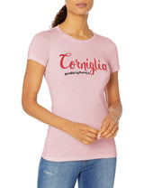 Marky G Apparel Women's Casual Short Sleeve Crewneck Tops Slim Fit T-Shirt With Corniglia Printed - Clementine Apparel