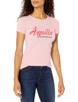 Marky G Apparel Women's Casual Short Sleeve Crewneck Tops Blouses Slim Fit T-Shirt With Anguilla Printed - Clementine Apparel
