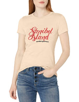 Marky G Apparel Women's Casual Short Sleeve Crewneck Tops Slim Fit T-Shirt With Sanibel Island Printed - Clementine Apparel