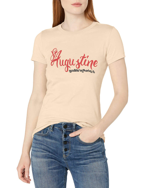 Marky G Apparel Women's Casual Short Sleeve Crewneck Tops Slim Fit T-Shirt With St. Augustine Printed - Clementine Apparel