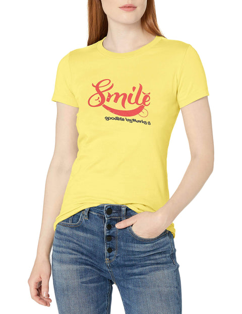 Marky G Apparel Women's Casual Short Sleeve Crewneck Tops Blouses Slim Fit T-Shirt With Smile Printed - Clementine Apparel
