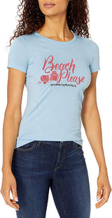 Marky G Apparel - Women's Casual Short Sleeve Crewneck Tops Slim Fit T-Shirt with Beach Please Printed - Clementine Apparel