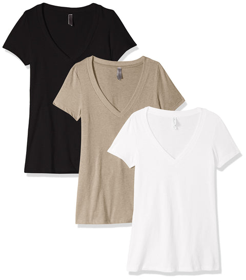 Clementine Women's Petite Plus Deep V Neck Tee (Pack of 3) - Clementine Apparel