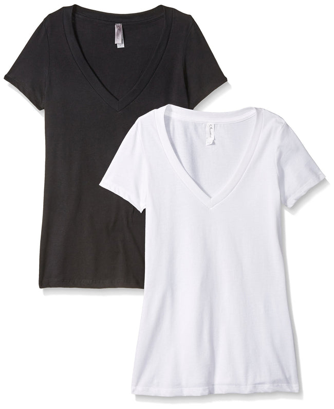 Clementine Women's Petite Plus Deep V Neck Tee (Pack of 2) - Clementine Apparel