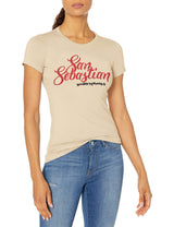 Marky G Apparel Women's Casual Short Sleeve Crewneck Tops Slim Fit T-Shirt With San Sebastian Printed - Clementine Apparel