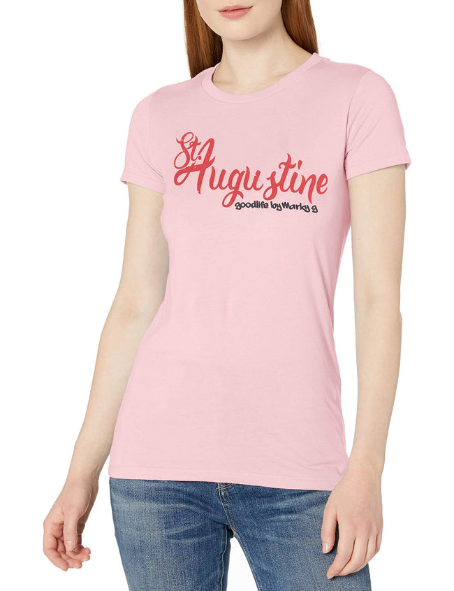 Marky G Apparel Women's Casual Short Sleeve Crewneck Tops Slim Fit T-Shirt With St. Augustine Printed - Clementine Apparel