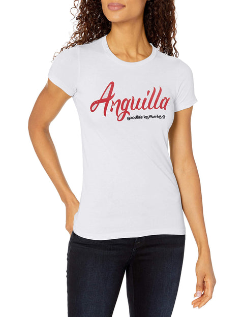 Marky G Apparel Women's Casual Short Sleeve Crewneck Tops Blouses Slim Fit T-Shirt With Anguilla Printed - Clementine Apparel