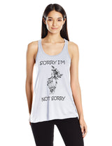 Clementine Women's Ladies' Hand Bones with Sorry Quote Printed Flowy Racerback Tank - Clementine Apparel