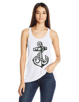 Clementine Women's Anchor Printed Flowy Racerback Tank - Clementine Apparel