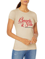 Marky G Apparel Women's Casual Short Sleeve Crewneck Tops Slim Fit T-Shirt With Beach Side Printed - Clementine Apparel