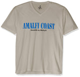 Marky G Apparel Men's Amalfi Coast Graphic Printed Premium Tops Fitted Sueded Short Sleeve V-Neck T-Shirt - Clementine Apparel