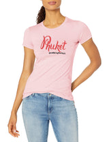Marky G Apparel Women's Casual Short Sleeve Crewneck Tops Blouses Slim Fit T-Shirt With Phuket Printed - Clementine Apparel
