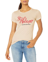 Marky G Apparel Women's Casual Short Sleeve Crewneck Tops Slim Fit T-Shirt With St. Helena Printed - Clementine Apparel