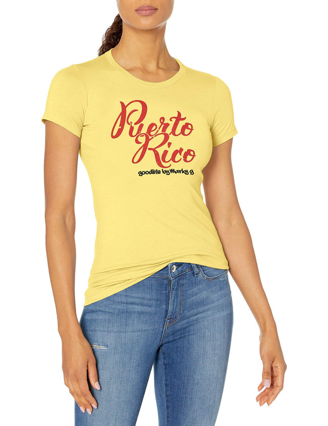 Marky G Apparel Women's Casual Short Sleeve Crewneck Tops Slim Fit T-Shirt With Puerto Rico Printed - Clementine Apparel