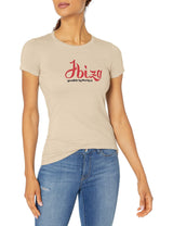 Marky G Apparel Women's Casual Short Sleeve Crewneck Tops Blouses Slim Fit T-Shirt With Ibiza Printed - Clementine Apparel