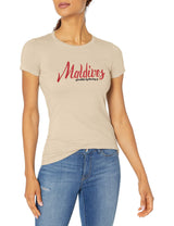 Marky G Apparel Women's Casual Short Sleeve Crewneck Tops Blouses Slim Fit T-Shirt With Maldives Printed - Clementine Apparel