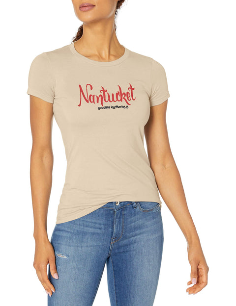 Marky G Apparel Women's Casual Short Sleeve Crewneck Tops Slim Fit T-Shirt With Nantucket Printed - Clementine Apparel