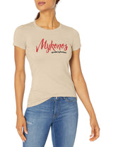 Marky G Apparel Women's Casual Short Sleeve Crewneck Tops Blouses Slim Fit T-Shirt With Mykonos Printed - Clementine Apparel