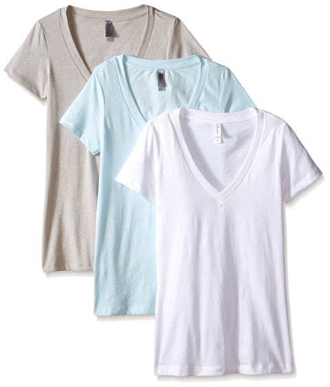 Clementine Women's Petite Plus Deep V Neck Tee (Pack of 3) - Clementine Apparel