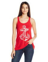 Clementine Women's Anchor Printed Flowy Racerback Tank - Clementine Apparel