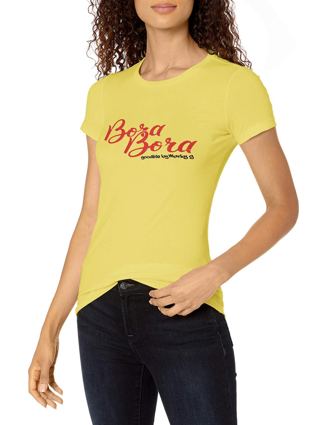 Marky G Apparel Women's Casual Short Sleeve Crewneck Tops Slim Fit T-Shirt With Bora Bora Printed - Clementine Apparel