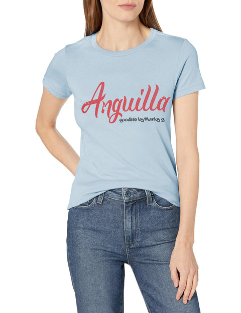 Marky G Apparel Women's Casual Short Sleeve Crewneck Tops Blouses Slim Fit T-Shirt With Anguilla Printed - Clementine Apparel
