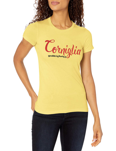 Marky G Apparel Women's Casual Short Sleeve Crewneck Tops Slim Fit T-Shirt With Corniglia Printed - Clementine Apparel
