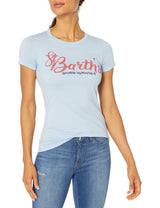 Marky G Apparel Women's Casual Short Sleeve Crewneck Tops Slim Fit T-Shirt With ST. Barth's Printed - Clementine Apparel