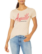 Marky G Apparel Women's Casual Short Sleeve Crewneck Tops Blouses Slim Fit T-Shirt With Anguilla Printed - Clementine Apparel