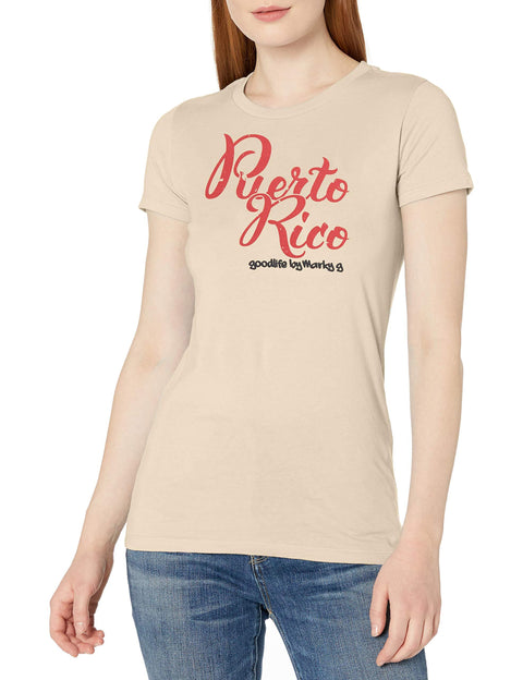 Marky G Apparel Women's Casual Short Sleeve Crewneck Tops Slim Fit T-Shirt With Puerto Rico Printed - Clementine Apparel
