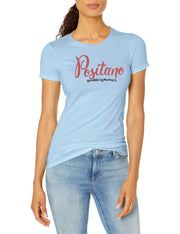 Marky G Apparel Women's Casual Short Sleeve Crewneck Tops Blouses Slim Fit T-Shirt With Positano Printed - Clementine Apparel