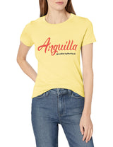 Marky G Apparel Women's Casual Short Sleeve Crewneck Tops Blouses Slim Fit T-Shirt With Anguilla Printed - Clementine Apparel